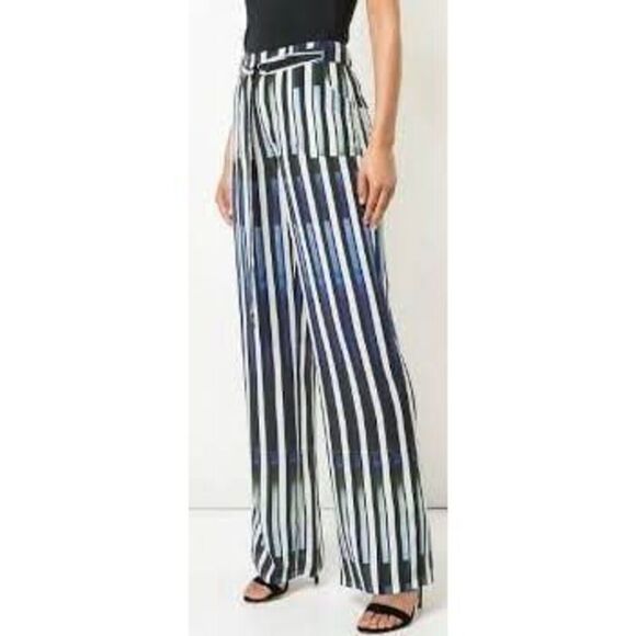 Artilier Nicole Miller Pants - Nicole Miller Artelier Belted Trouser Pants Silk-Blend Multicolor Piano Key NWT